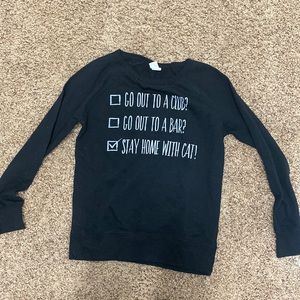 Black Stay Home With My Cat Sweatshirt